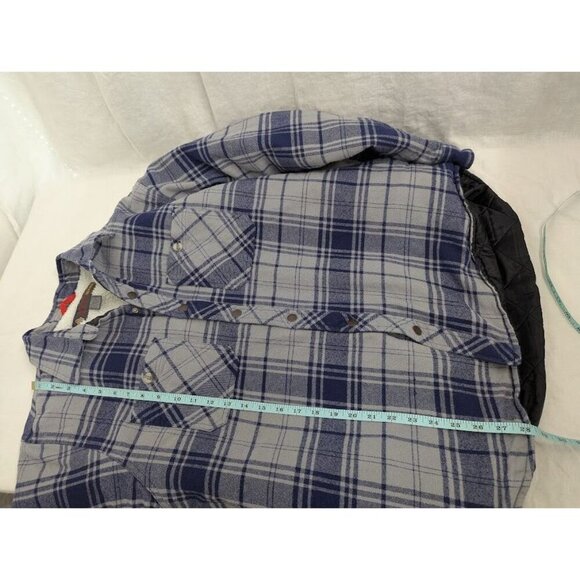 AmericaWare Men's XL sherpa lined flannel, snap closure, gray and blue plaid - Picture 9 of 9